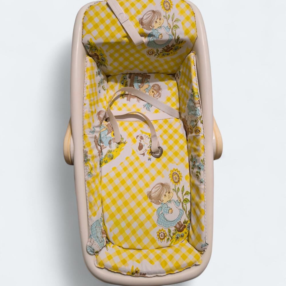 Vintage Cosco Baby Cradlette 1960s Yellow & White Gingham